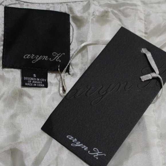 Aryn K. One Shoulder Cream & Gold Polka Dot Dress (444) - Picture 4 of 5